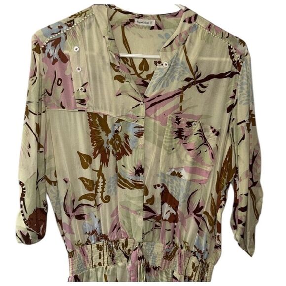 ✨POUPETTE ST BARTH SHORT SZ MEDIUM JUMPSUIT FELICIA BUTTONED YELLOW JUNGLE✨ - Picture 6 of 9